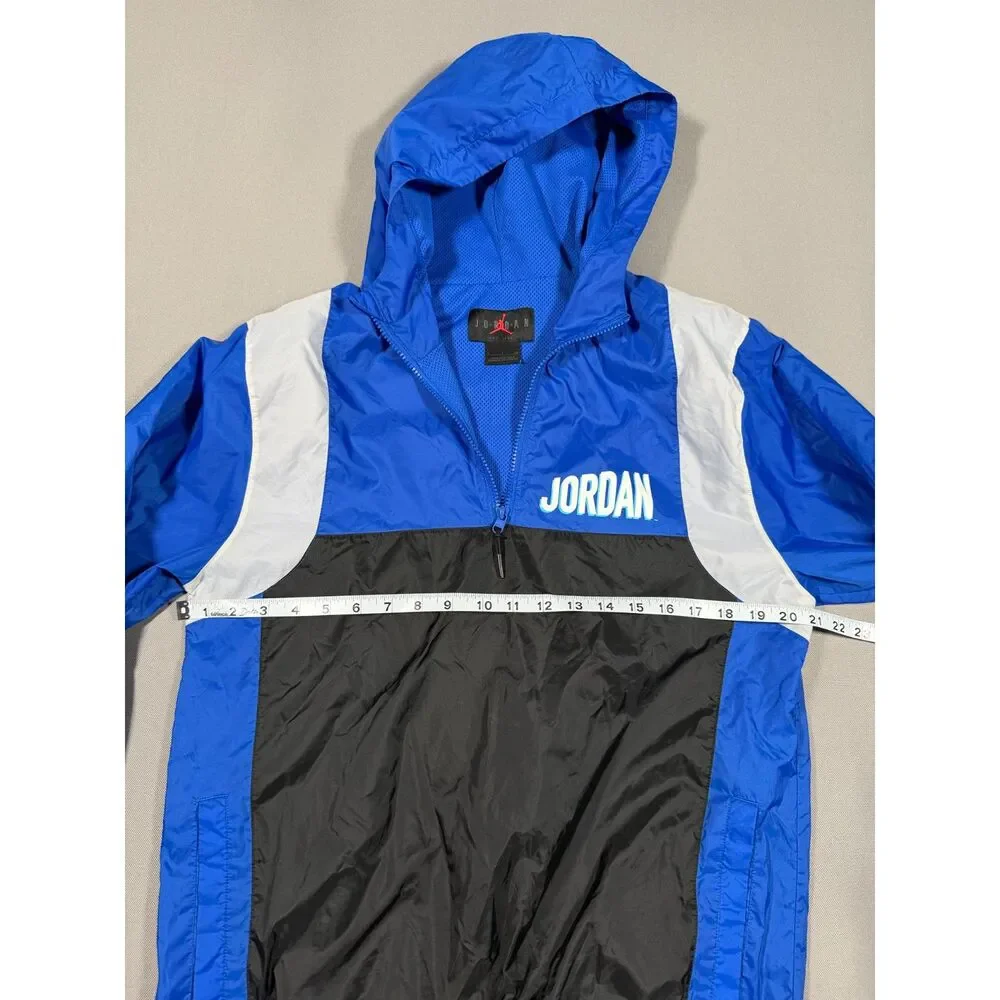 Nike Air Jordan Flight Club Half Zip Windbreaker Jacket Blue Black Mens Small S